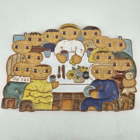 St. Andrew’s Abbey Ceramic Plaque The Last Supper Nwt Hand Made Pottery Monks - Picture 1 of 5